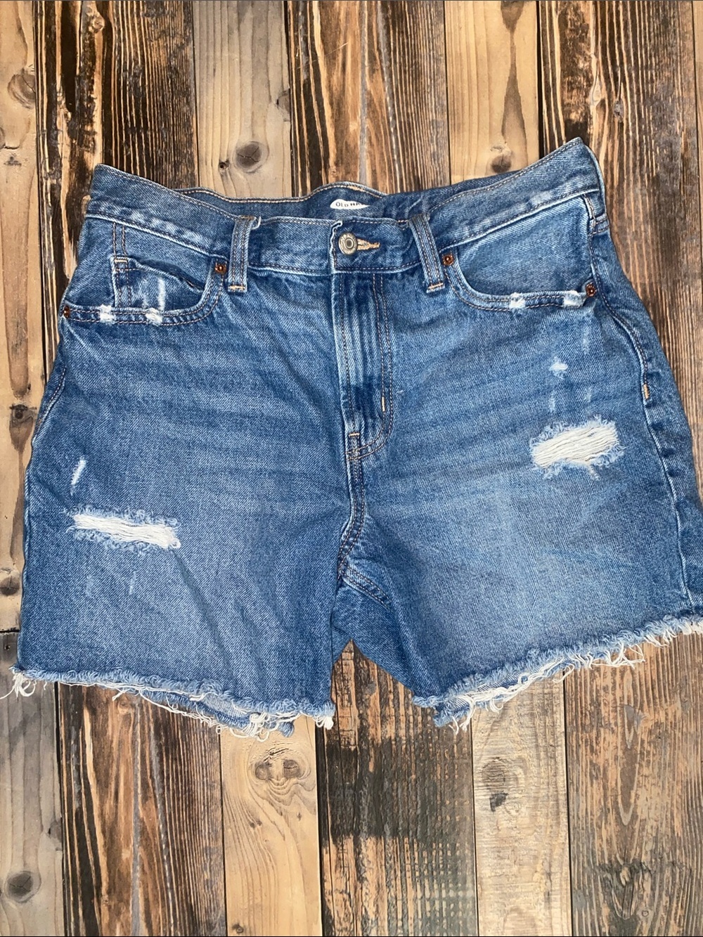 Old Navy Distressed Blue Denim High Rise Cutoff Shorts